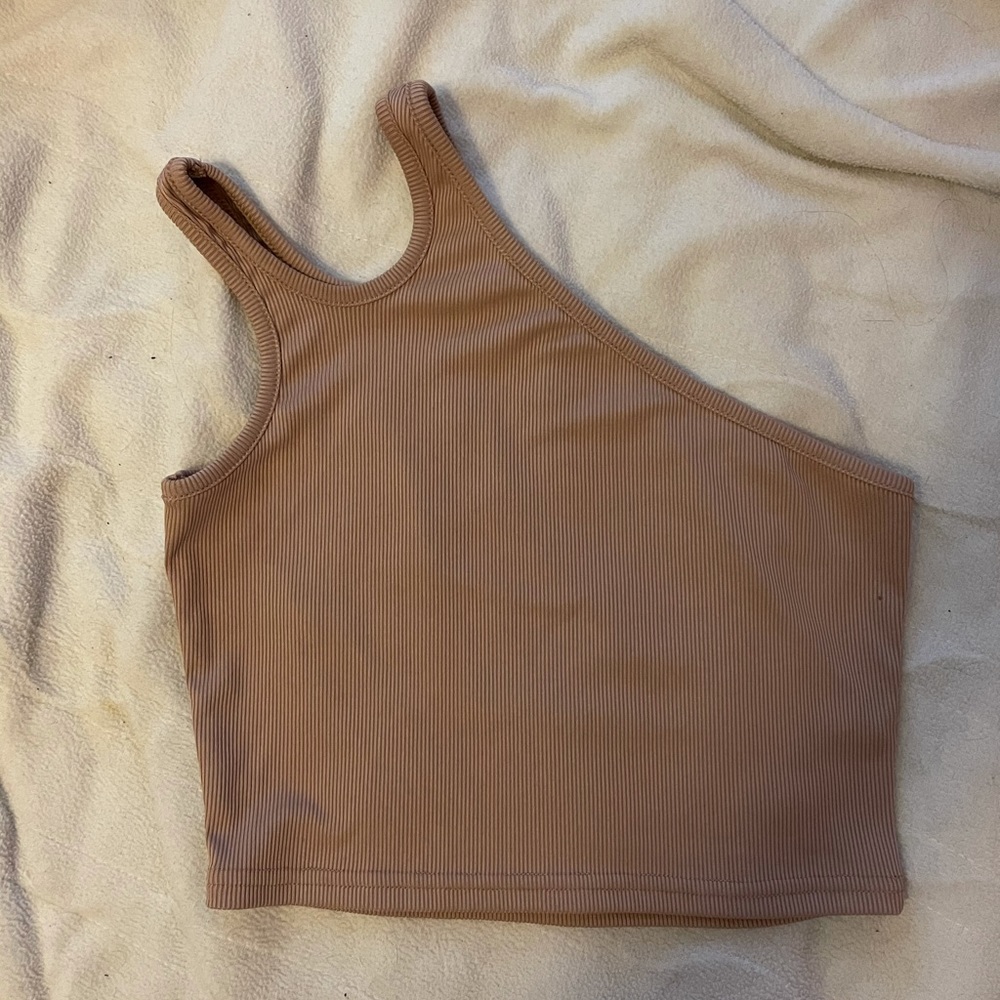 Beige One Shoulder Crop